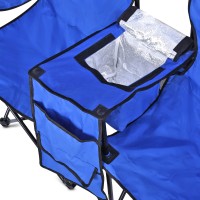 Double Folding Chair With Removable Umbrella Table Cooler Bag Fold Up Steel Construction Dual Seat for Patio Beach Lawn Picnic Fishing Camping Garden and Carrying Bag   